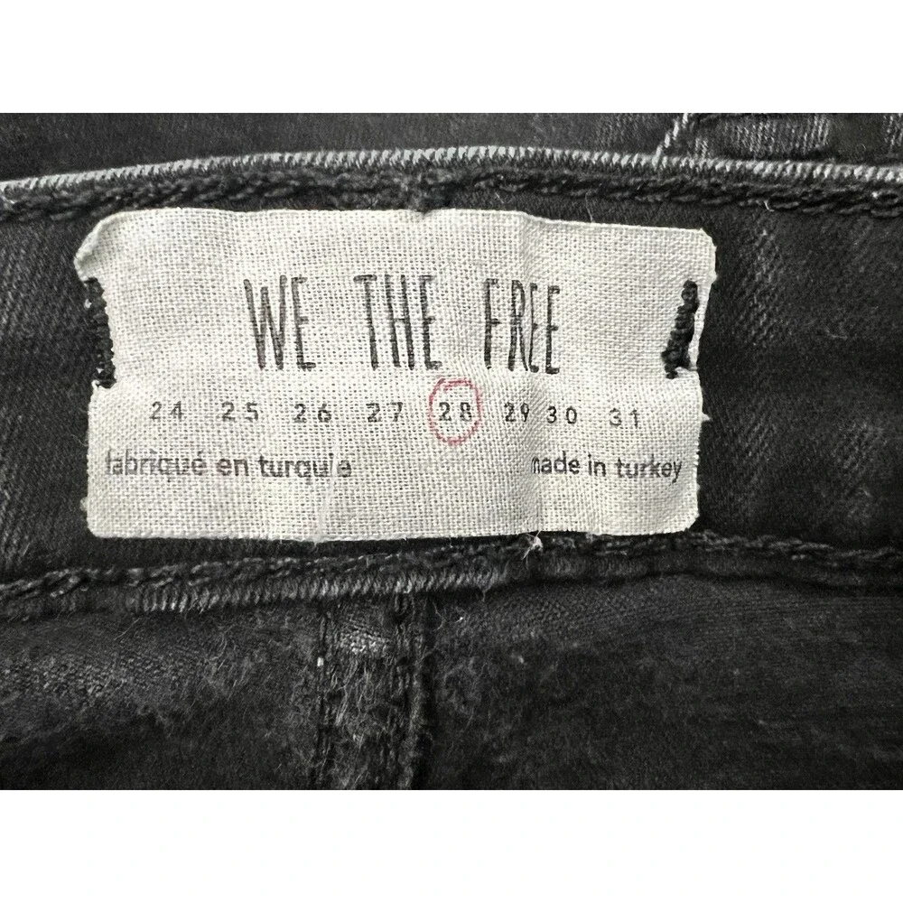 Free People We‎ The Free Jeans Women's Sz 28 Mid-Rise Skinny Black Raw Hem